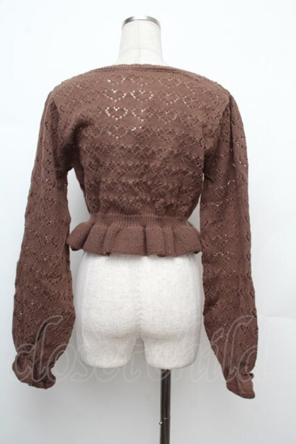 画像3: axes femme kawaii / クマブローチニットボレロ  ブラウン S-26-01-17-027-AX-TO-HR-ZS (3)