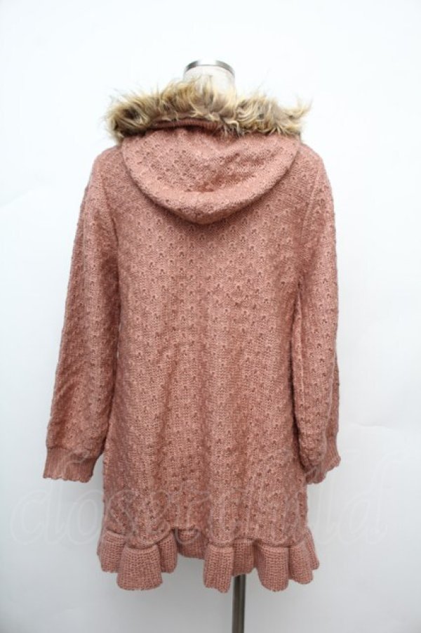 画像2: axes femme / ファー付フードロングカーデ  ピンク S-26-01-17-028-AX-CO-HR-ZS (2)