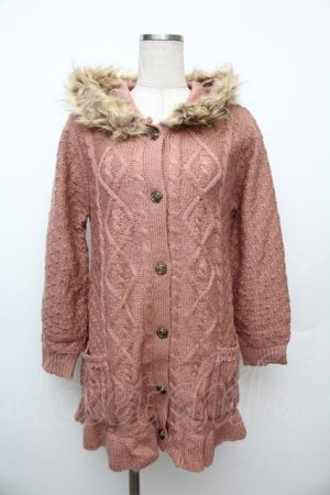 画像: axes femme / ファー付フードロングカーデ  ピンク S-26-01-17-029-AX-CO-AS-ZS