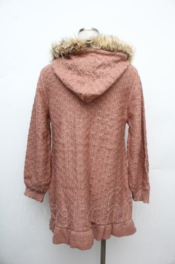 画像2: axes femme / ファー付フードロングカーデ  ピンク S-26-01-17-029-AX-CO-AS-ZS (2)