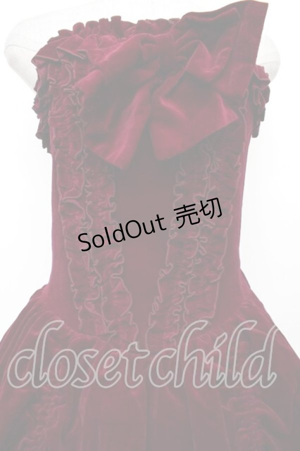 画像2: LAPIN AGILL / ベロアコルセットデザインワンピース  ワイン S-26-01-18-042-EL-OP-AS-ZS (2)