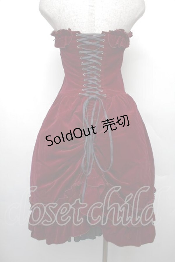 画像3: LAPIN AGILL / ベロアコルセットデザインワンピース  ワイン S-26-01-18-042-EL-OP-AS-ZS (3)