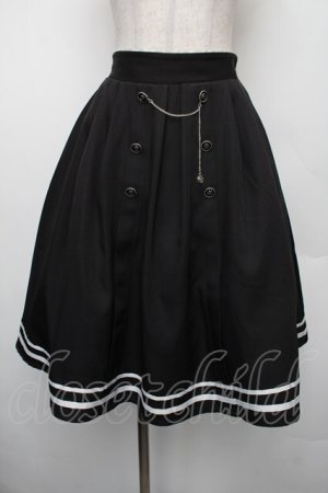 画像: axes femme / チェーン付ダブルボタンスカート F 黒 S-26-01-18-049-AX-SK-TE-ZS