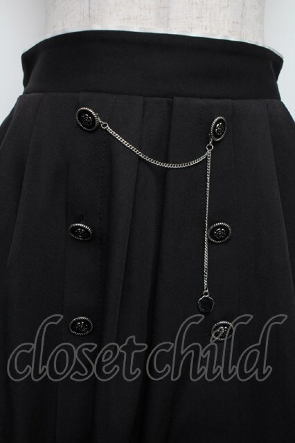 画像2: axes femme / チェーン付ダブルボタンスカート F 黒 S-26-01-18-049-AX-SK-TE-ZS (2)