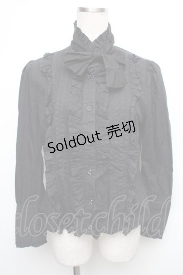 画像1: ALICE and the PIRATES / プリンスコンラッドブラウス  黒 S-26-01-18-056-PA-BL-AS-ZS (1)