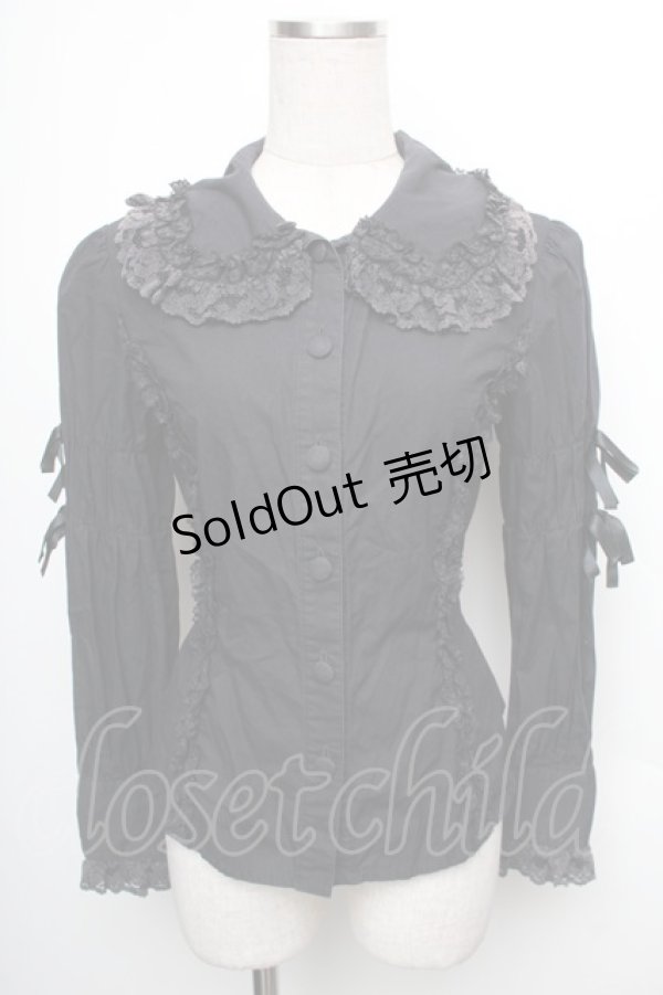 画像1: metamorphose / バックリボンレースフリルブラウス  黒 S-26-01-18-060-ME-BL-AS-ZS (1)