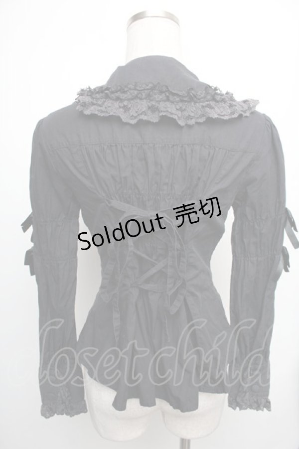 画像2: metamorphose / バックリボンレースフリルブラウス  黒 S-26-01-18-060-ME-BL-AS-ZS (2)