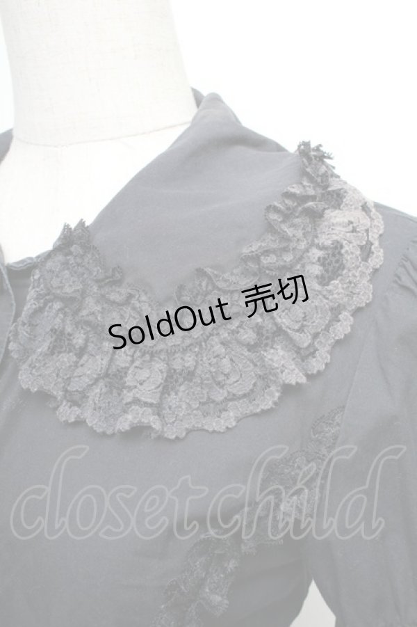 画像3: metamorphose / バックリボンレースフリルブラウス  黒 S-26-01-18-060-ME-BL-AS-ZS (3)