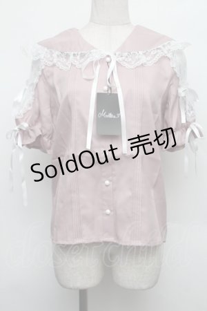 画像: MA*RS / ショルダーレース半袖ブラウス  ピンク S-26-01-18-009-EL-BL-HR-ZS