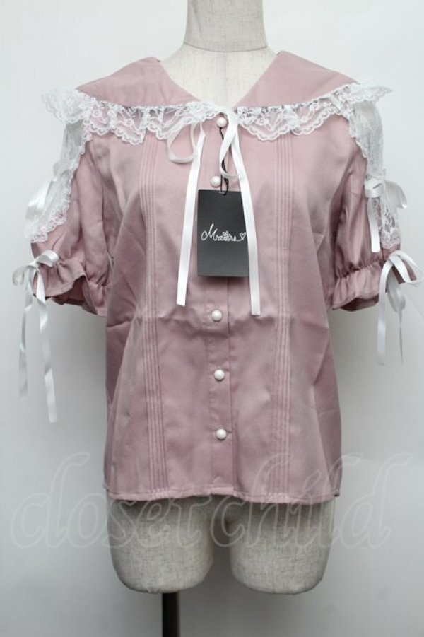 画像1: MA*RS / ショルダーレース半袖ブラウス  ピンク S-26-01-18-009-EL-BL-HR-ZS (1)