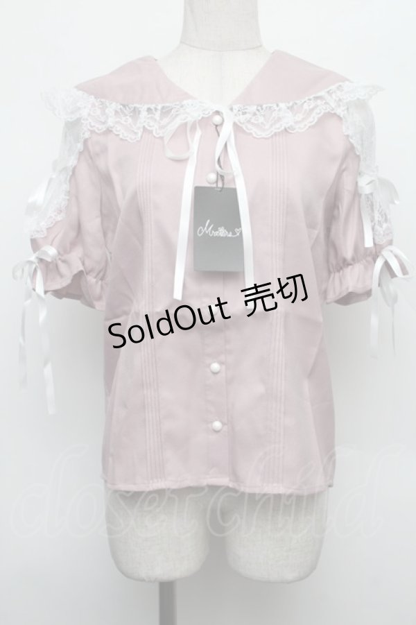 画像1: MA*RS / ショルダーレース半袖ブラウス  ピンク S-26-01-18-009-EL-BL-HR-ZS (1)