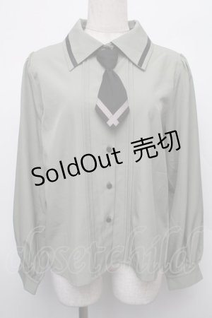 画像: axes femme / タイ付きブラウス F グリーン S-26-01-18-015-AX-BL-TE-ZS