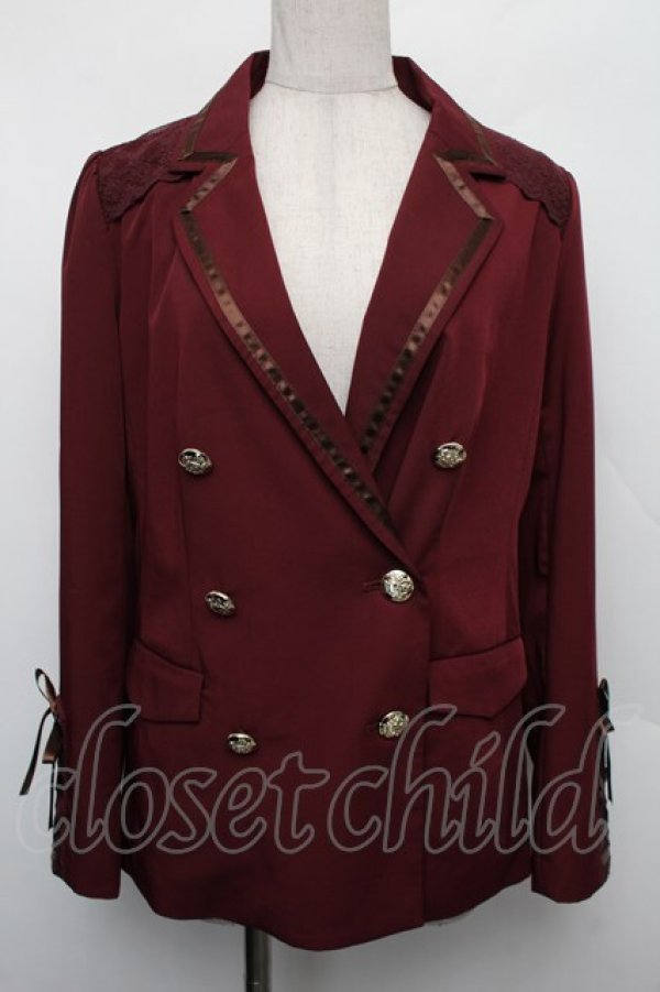 画像1: axes femme / リボン付ダブルボタンブラウス F ワイン S-26-01-18-016-AX-BL-TE-ZS (1)