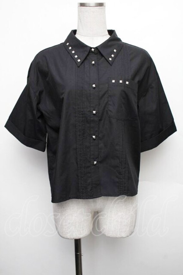 画像1: axes femme / スタッズデザインシャツ F 黒 S-26-01-18-019-AX-BL-TE-ZS (1)