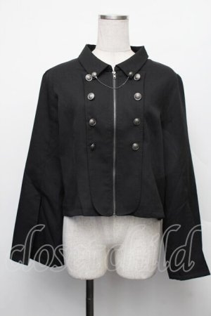 画像: axes femme / Ｗ釦スリット袖ジップジャケット F 黒 S-26-01-18-020-AX-TO-TE-ZS