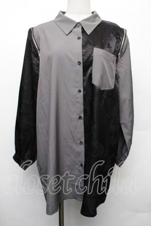 画像: axes femme / ドラゴン柄ジャガード切替シャツ F 黒 S-26-01-18-022-AX-TS-TE-ZS