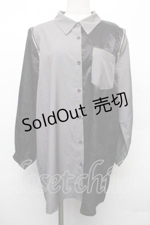 画像: axes femme / ドラゴン柄ジャガード切替シャツ F 黒 S-26-01-18-022-AX-TS-TE-ZS