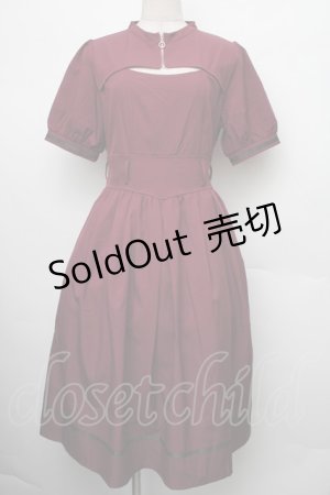 画像: axes femme / ボレロ風ハイウエストワンピース F ワイン S-26-01-18-024-AX-OP-TE-ZS