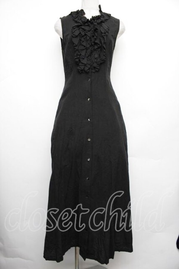 画像1: Moi-meme-Moitie / フリルノースリーブロングジレ  黒 S-26-01-18-032-MO-BL-HR-ZS (1)