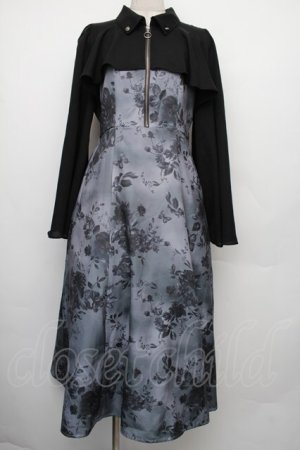 画像: axes femme / 蝶々ｘ花柄ワンピース  グレー S-26-01-18-037-AX-BL-AS-ZS