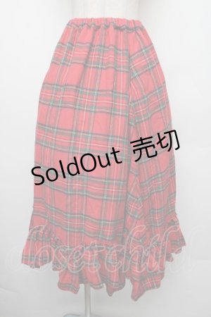 画像: merry jenny / フリルチェックフレアスカート  赤 S-26-01-18-038-LO-SK-HR-ZS