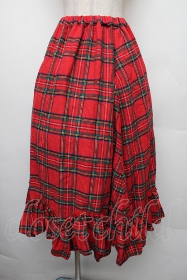 画像1: merry jenny / フリルチェックフレアスカート  赤 S-26-01-18-038-LO-SK-HR-ZS (1)