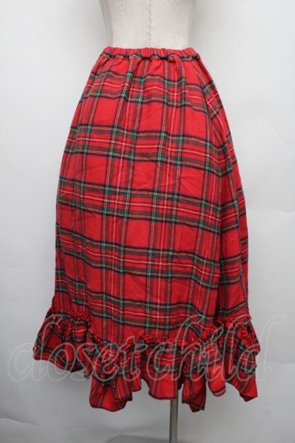 画像2: merry jenny / フリルチェックフレアスカート  赤 S-26-01-18-038-LO-SK-HR-ZS (2)