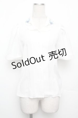 画像: an another angelus / アイリス刺繍開衿ブラウス  白 S-26-01-21-001-CA-BL-HR-ZS