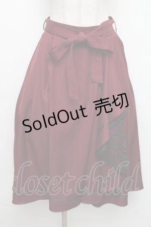 画像: axes femme / リボン付フリルスカート  ワイン S-26-01-21-047-AX-SK-AS-ZS