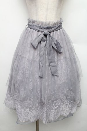 画像: axes femme / レースＸチュールアシメスカート  サックス S-26-01-21-049-AX-SK-AS-ZS