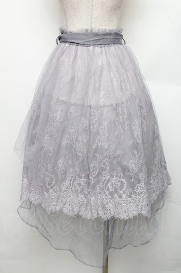 画像2: axes femme / レースＸチュールアシメスカート  サックス S-26-01-21-049-AX-SK-AS-ZS (2)