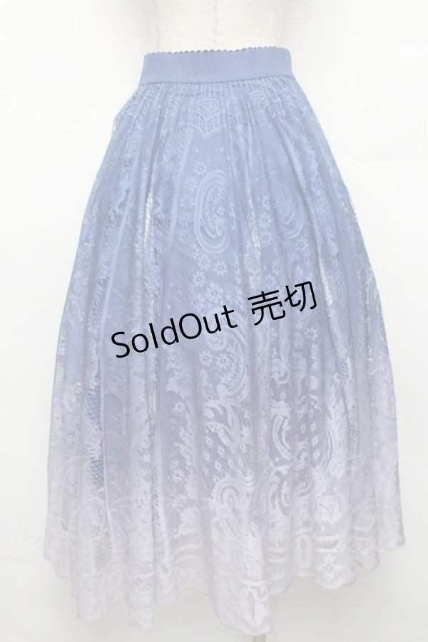 画像2: axes femme / グラデレースサーキュラースカート  ブルー S-26-01-21-051-AX-SK-AS-ZS (2)