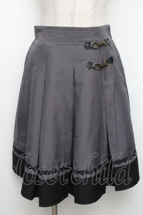 画像1: axes femme / ビット付きバイカラーストライプスカート M グレー S-26-01-21-053-AX-SK-TE-ZS (1)