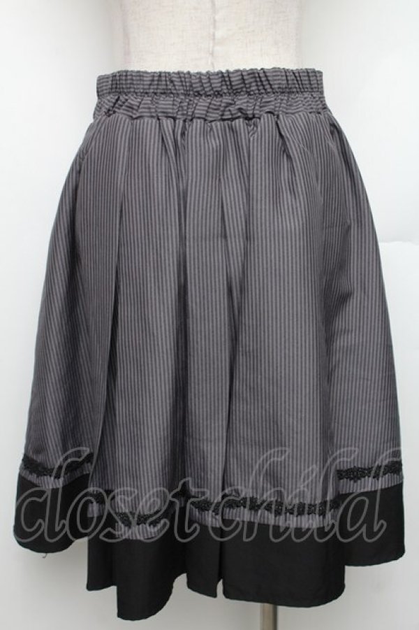 画像2: axes femme / ビット付きバイカラーストライプスカート M グレー S-26-01-21-053-AX-SK-TE-ZS (2)