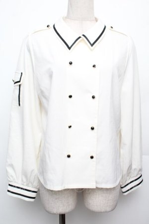 画像: axes femme / ライン使いダブルボタンブラウス F 白 S-26-01-21-007-AX-BL-TE-ZS