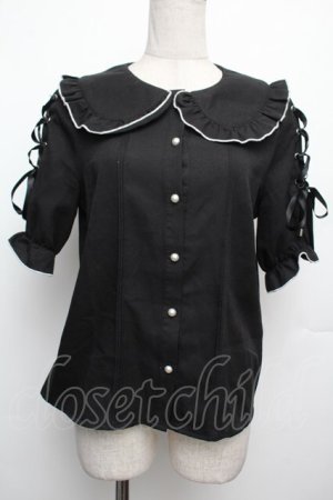 画像: MA*RS / 袖スピンドル丸襟ブラウス  黒 S-26-01-21-020-EL-BL-AS-ZS