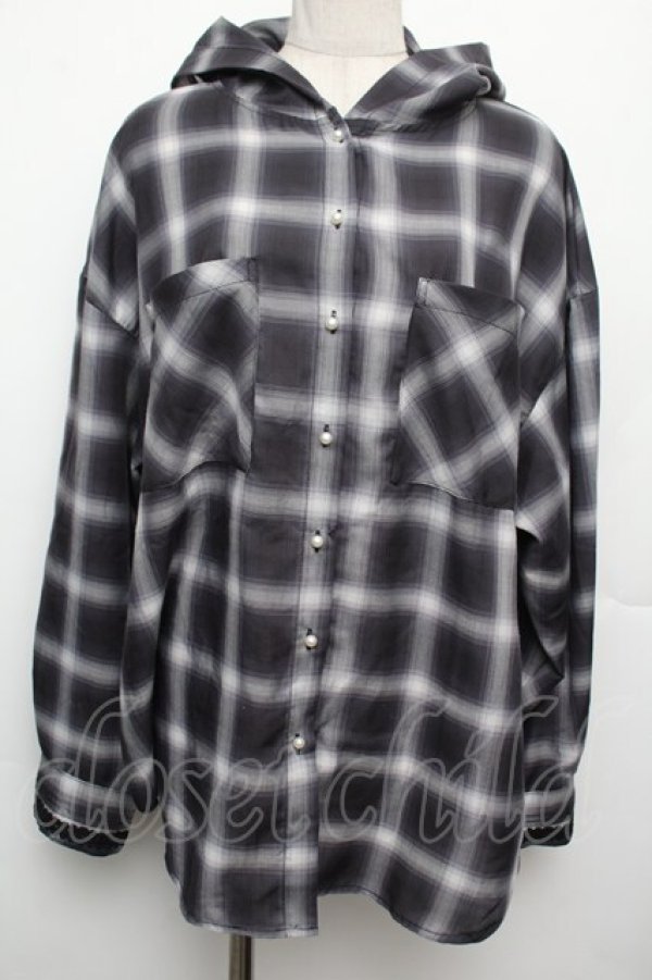 画像1: axes femme / フード付きチェックシャツ  グレー S-26-01-21-021-AX-BL-AS-ZS (1)