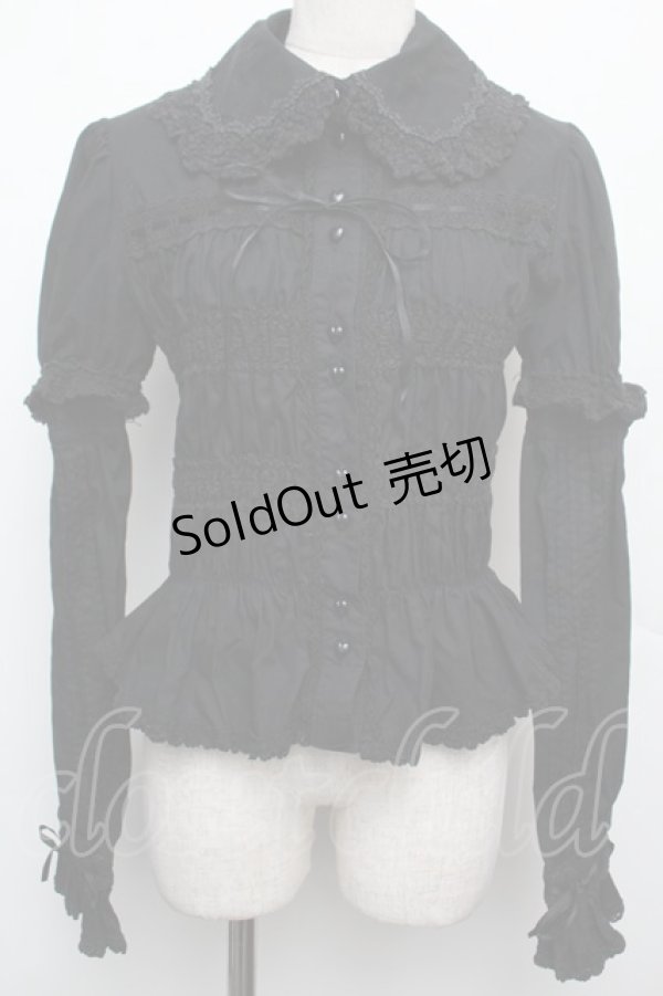 画像1: BABY,THE STARS SHINE BRIGHT / シャーリングブラウス  黒 S-26-01-21-023-BA-BL-AS-ZS (1)