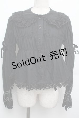 画像: BABY,THE STARS SHINE BRIGHT / 丸襟フリルブラウス  黒 S-26-01-21-025-BA-BL-AS-ZS