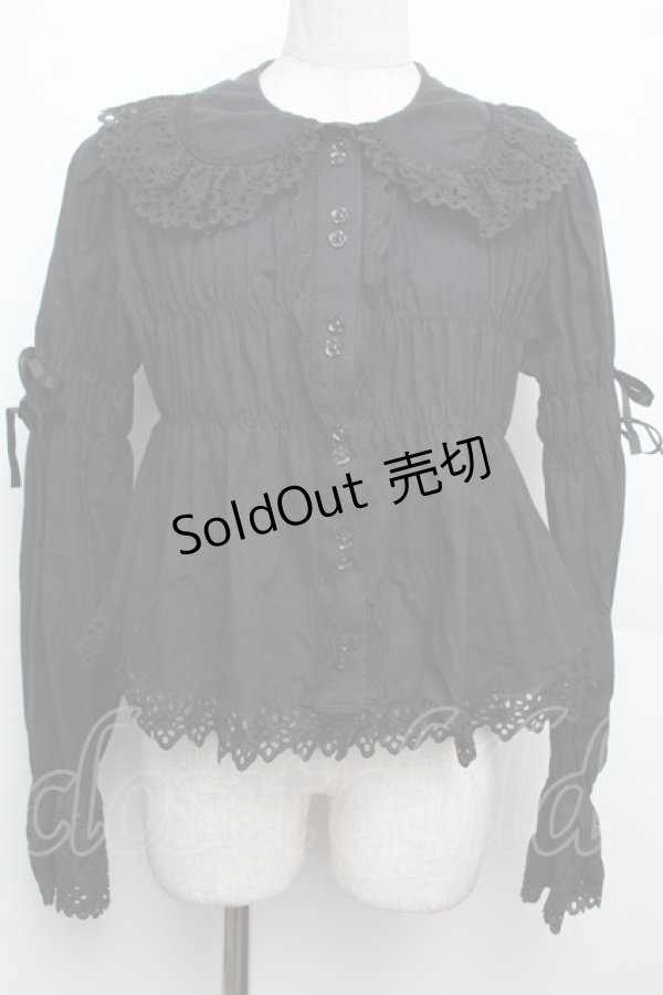 画像1: BABY,THE STARS SHINE BRIGHT / 丸襟フリルブラウス  黒 S-26-01-21-025-BA-BL-AS-ZS (1)