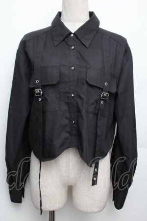 画像: axes femme / ハトメ使いショートシャツ  黒 S-26-01-21-026-AX-BL-AS-ZS