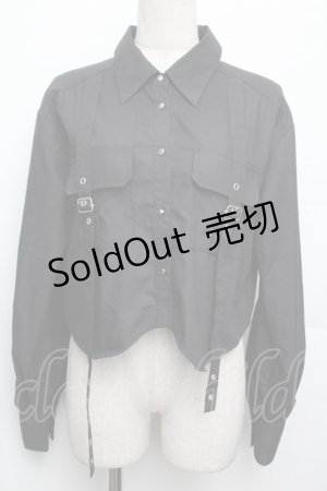 画像: axes femme / ハトメ使いショートシャツ  黒 S-26-01-21-026-AX-BL-AS-ZS