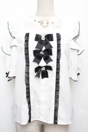 画像: LIZ LISA / 3つリボンチョーカーブラウス  白 S-26-01-21-003-LO-BL-AS-ZS