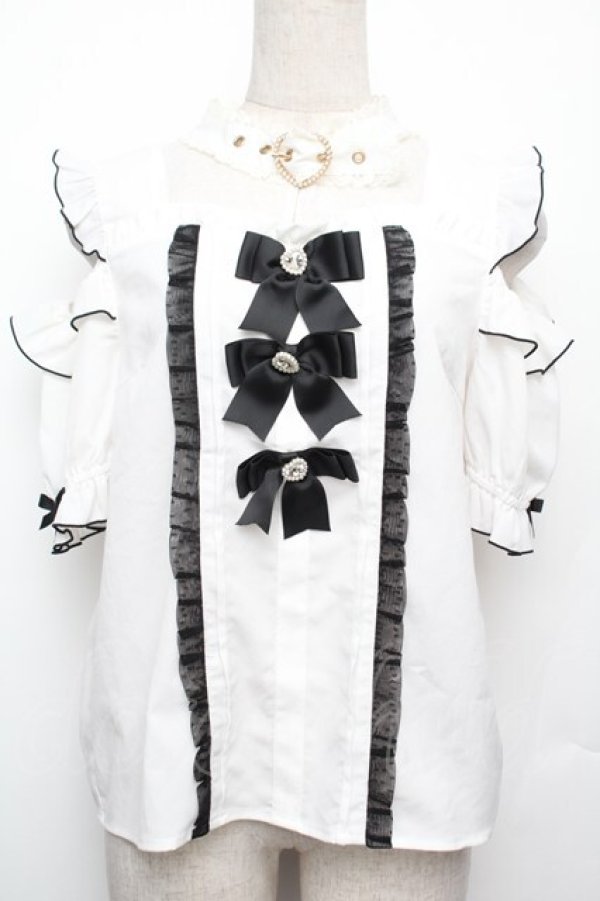 画像1: LIZ LISA / 3つリボンチョーカーブラウス  白 S-26-01-21-003-LO-BL-AS-ZS (1)