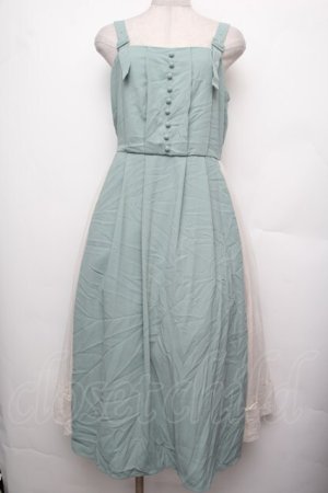 画像: axes femme / サイドプリーツ切替ジャンスカ  グリーン S-26-01-21-031-AX-OP-AS-ZS