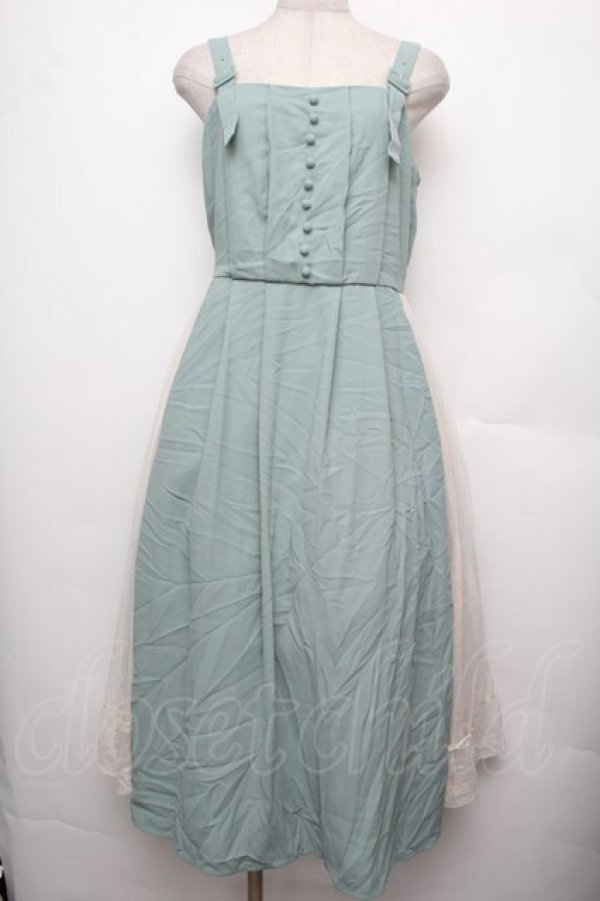 画像1: axes femme / サイドプリーツ切替ジャンスカ  グリーン S-26-01-21-031-AX-OP-AS-ZS (1)