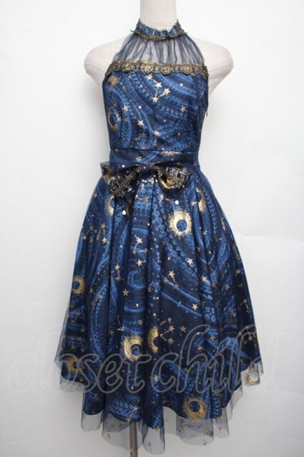 画像1: Lalaers（海外ロリータブランド） / The Starry Night ジャンパースカート  ネイビー S-26-01-21-033-LO-OP-HR-ZS (1)