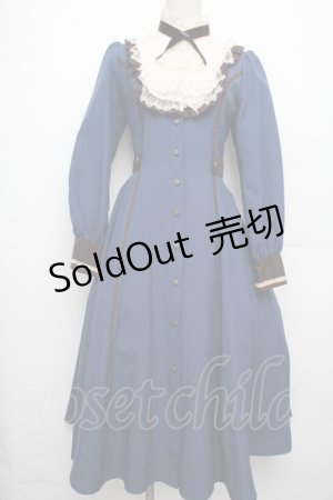 画像: Innocent World / フルールバッスルドレス(長袖) M ブルーｘショコラ S-26-01-21-035-IW-OP-HR-ZS