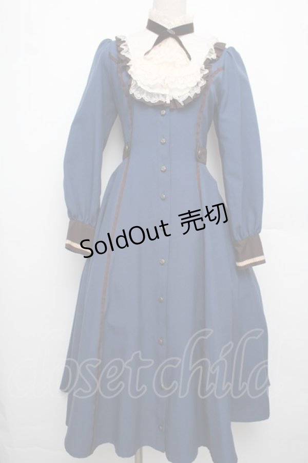 画像1: Innocent World / フルールバッスルドレス(長袖) M ブルーｘショコラ S-26-01-21-035-IW-OP-HR-ZS (1)