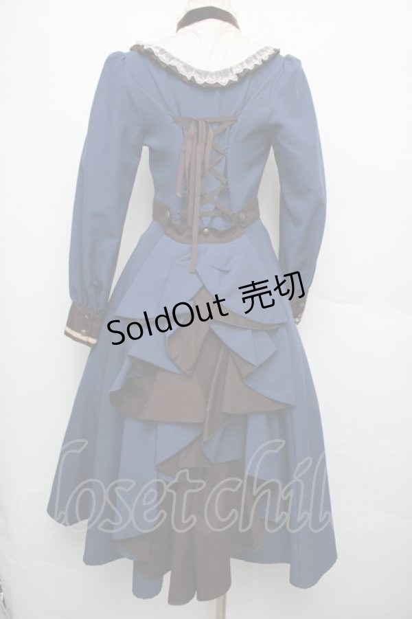 画像2: Innocent World / フルールバッスルドレス(長袖) M ブルーｘショコラ S-26-01-21-035-IW-OP-HR-ZS (2)